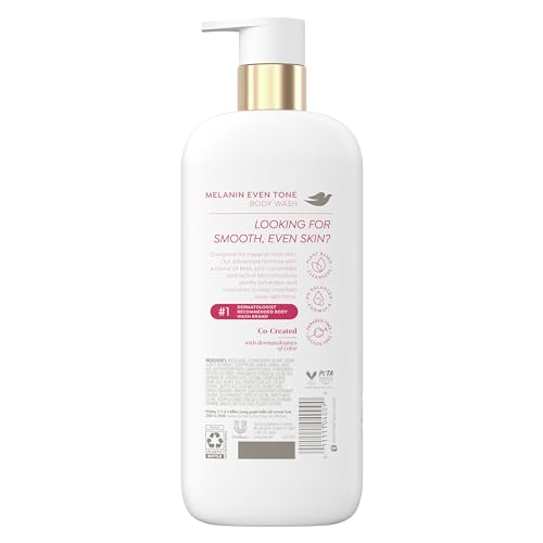 DOVE EXFOLIATING BODY WASH MELANIN EVEN TONE PROMOTES EVEN SKIN TONE 5% PRO-CERAMIDE SERUM WITH BHA 18.5 OZ