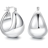 OOOPEL Gold Hoop Earrings for Women,925 Sterling Silver Chunky Hoop Earrings Hypoallergenic Lightweight 14K Gold Plated Thick Gold Hoops for Women 22mm 26mm