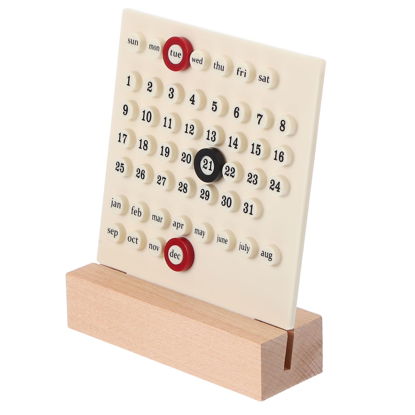 PATIKIL Wood Perpetual Calendar, Desktop Acrylic Calendar Stand Wooden Month Week Date Display for Desk Shop Office Home Decoration, Beige