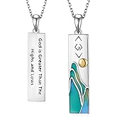 Tajuxa God is Greater Than the Highs and Lows Necklace 925 Sterling Silver Mountain Faith Necklace Christian Jewelry Gifts for Women