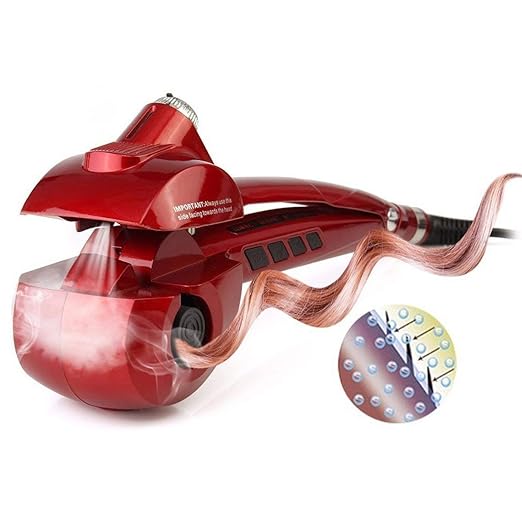 Beautigo Automatischer Dampfcurler mit Keramikheizsystem und digitalem LED Display Rot