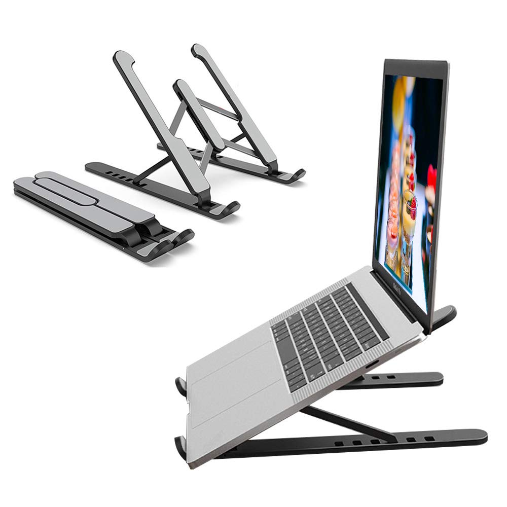 Emvpy Laptop Stand, Portable Foldable Ventilated Desktop Laptop Holder,Multi-Angle Adjustment Universal Adjustable Ergonomic Tray Mount Compatible with Laptop,Notebook Computer,Tablet (Black)