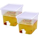 AiSmRu 2 Pcs 1.3 Gallon Fridge Beverage Drink Dispenser with Spigot, Slim Plastic Water Dispenser Cold Drink Dispenser Leakproof for Indoor Outdoor Party BBQ Wedding