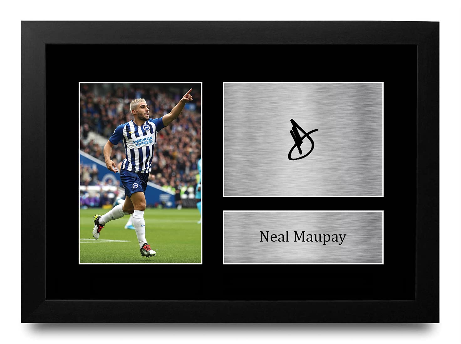 HWC Trading FR A4 Neal Maupay Brighton & Hove Albion Gifts Printed Signed Autograph Picture for Football Fans and Supporters - A4 Framed