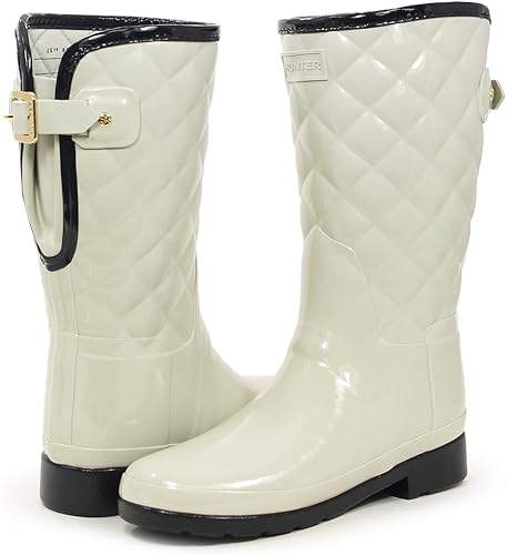 hunter refined high gloss quilted short rain boot