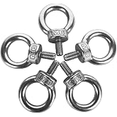5Pcs 304 Stainless Steel M6 Male Thread Machinery Lifting Ring Eye Bolts