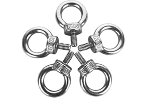 Eowpower 5 Pieces M6 Male Thread Machinery Shoulder Lifting Ring Eye Bolts