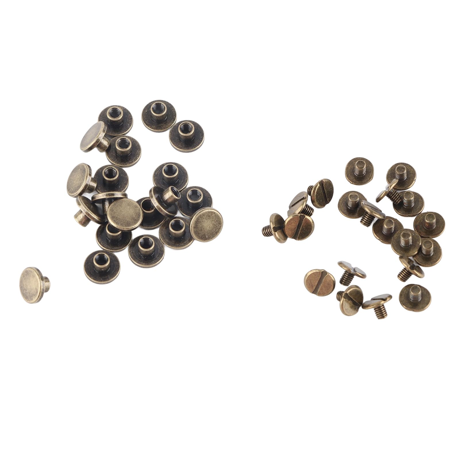 Leather Craft Rivets, 20 Sets Brass Button Studs Flat Head Screwback Nails for DIY Belt Strap Purse Wallet Handbag Decoration 5mm for Handmade Accessories Makers
