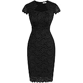 GRACE KARIN Cocktail Dress for Women Cap Sleeve Lace Dress for Wedding Guest Business Casual Dresses