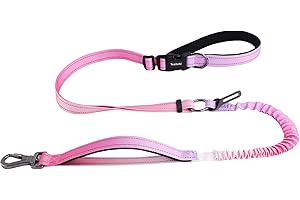 TESITEHI Hands Free Dog Leash for Small Medium Large Dogs, Adjustable Length no Hands Bungee Dog Running Leash, Cross Body, Shoulder & Waist Leash for Walking and Training with Car Seat Belt 4.5-7.5FT