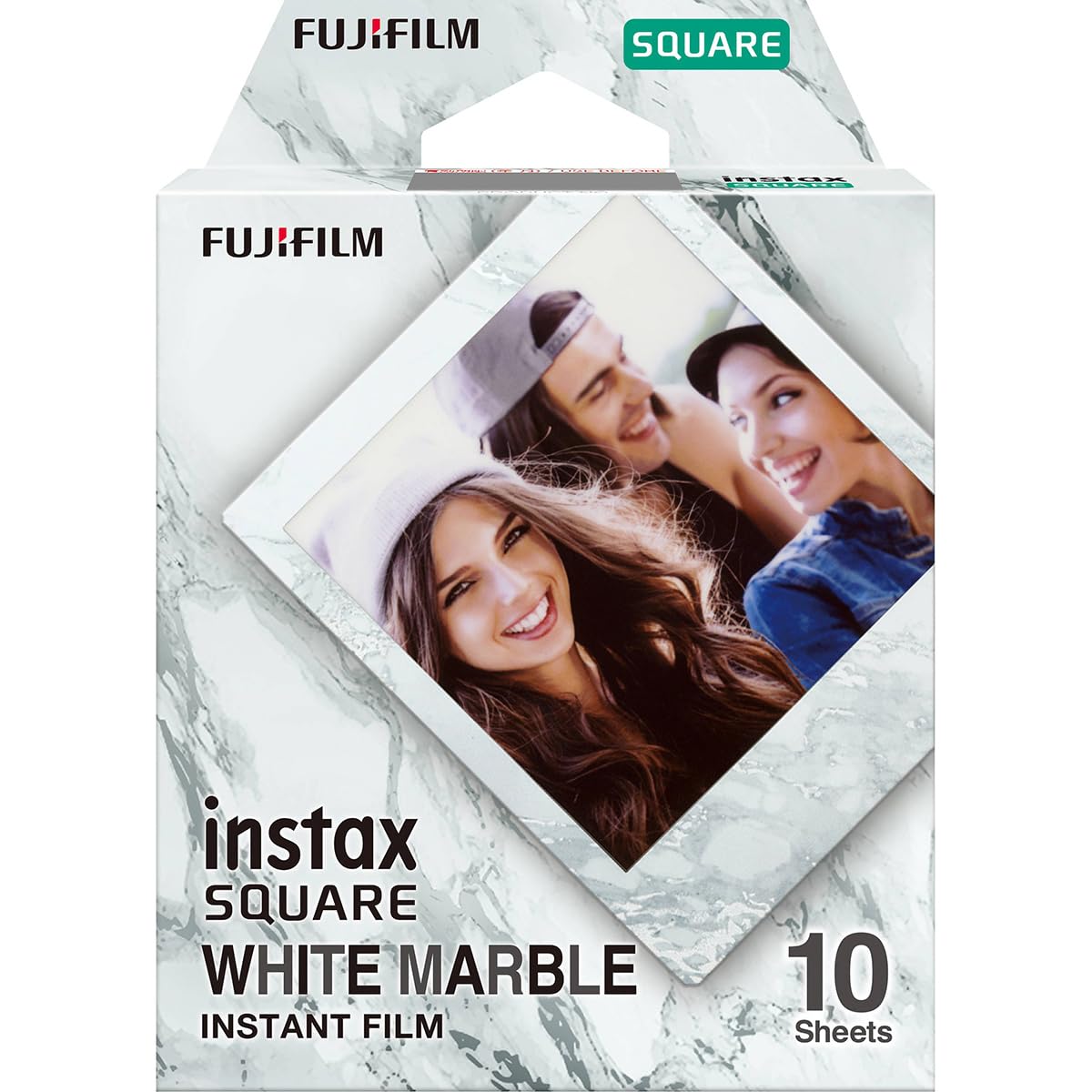 instax SQUARE instant film, WHITEMARBLE border, 10 shot pack, suitable for all instax SQUARE cameras and printers — image 1