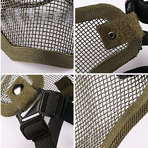 Vanmor Airsoft Mask Half Face Mesh Mask with UV400 Goggles for Hunting Shooting Paintball (Jungle Mask Set)