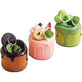 Joeabor 3 Pcs Fake Cupcakes, Artificial Cupcakes for Display, Realistic Fake Food Faux Cake Décor, Artificial Food for Display, Fake Desserts Pastries for Decoration
