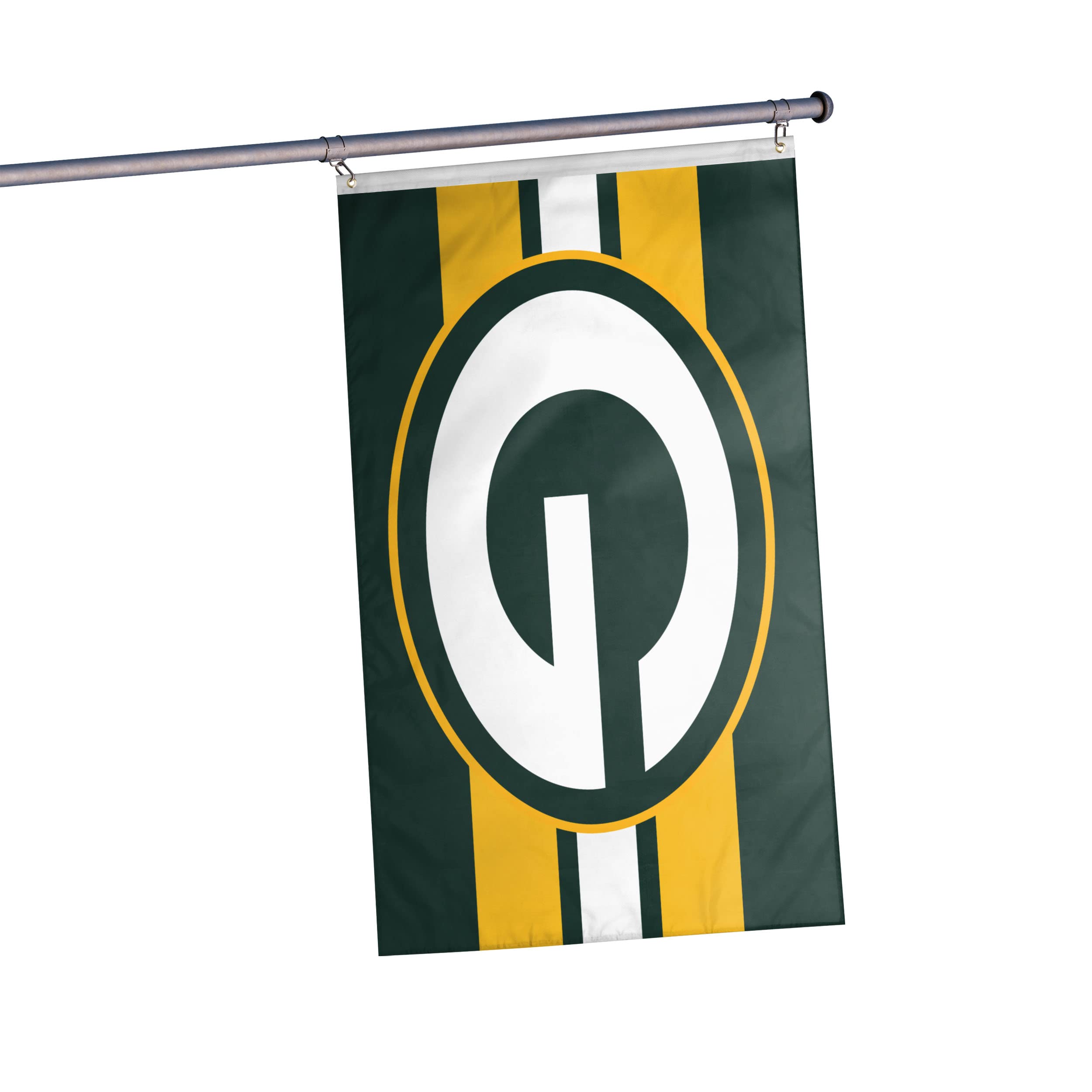 FOCO Green Bay Packers NFL Big Logo Team Stripe Horizontal Flag Image