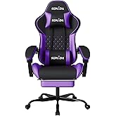 Gaming Chair Massage Gamer Chair Adult Gamers Choice Size Cool Big People, PC Video Game Ergonomic Gamingchair with Footrest,