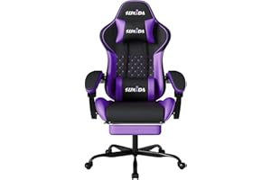 Gaming Chair Massage Gamer Chair Adult Gamers Choice Size Cool Big People, PC Video Game Ergonomic Gamingchair with Footrest,