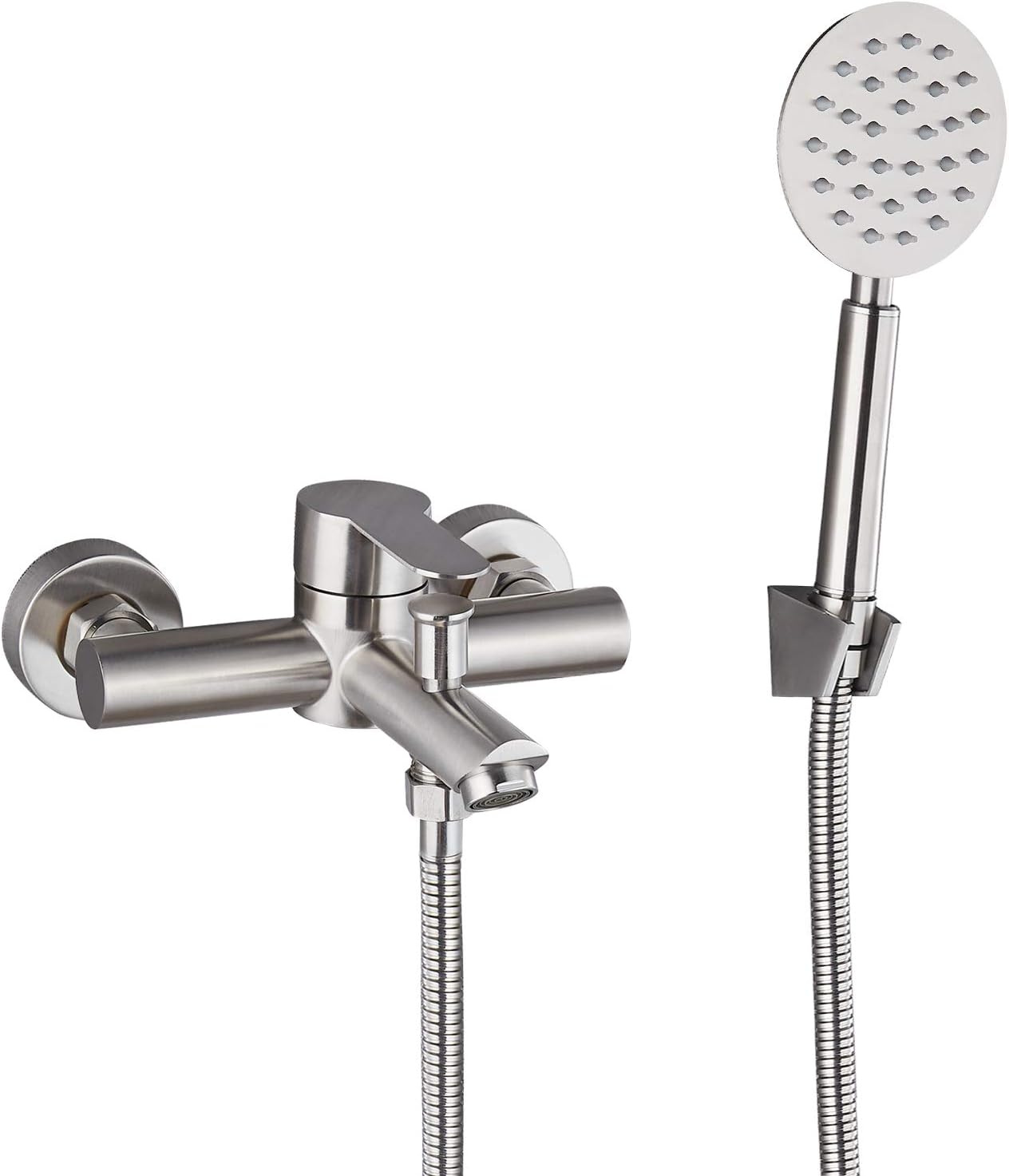 Brushed Nickel Bathtub Faucet Wall Mount SUS304 Stainless Steel Bathroom Tub Filler with