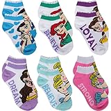 Planet Sox 6 Pairs Of Disney Girls' No Show Socks Kids Toddlers Shoe Size 7-10 Bulk Lot Set