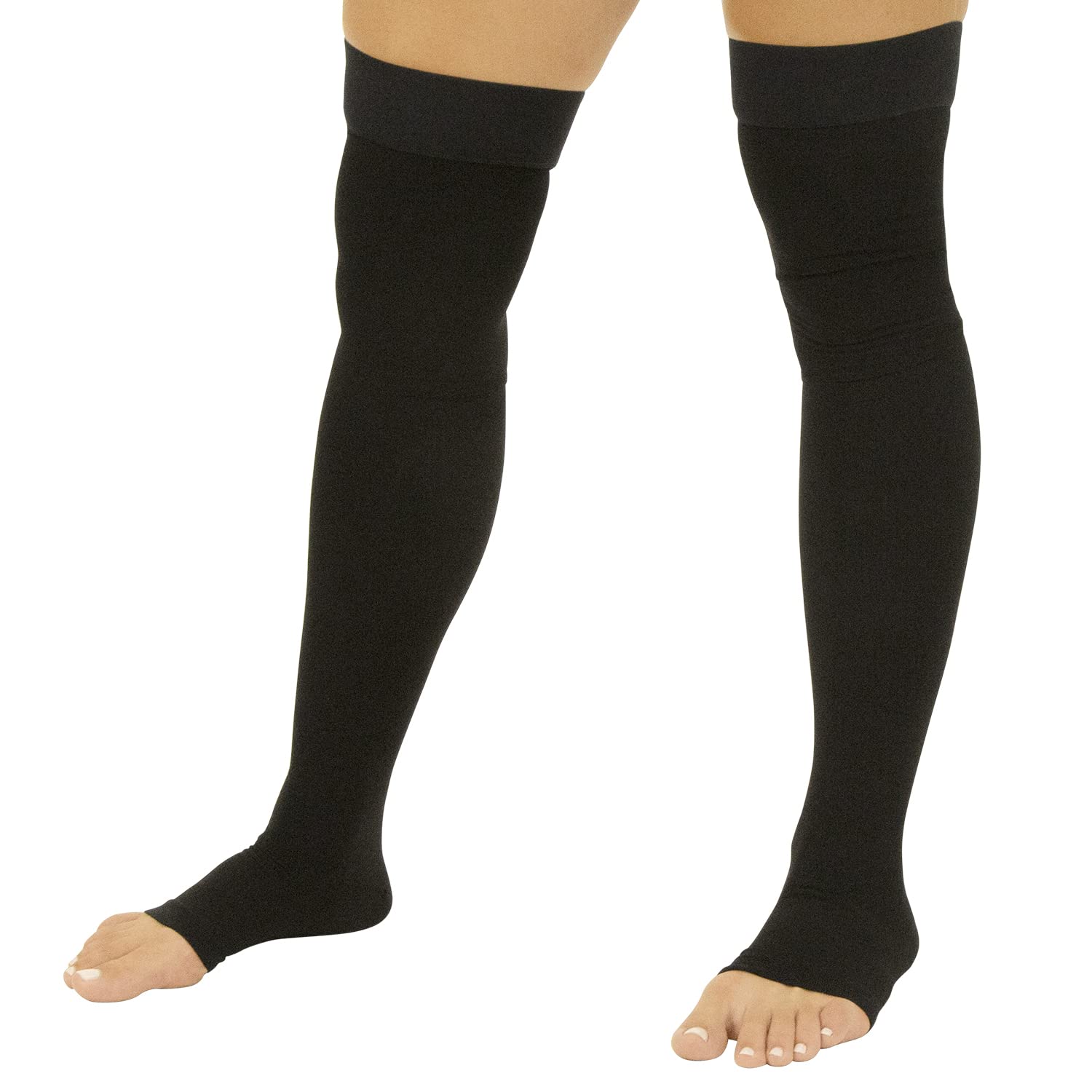 Vive Thigh High Compression Socks Women 15-20 mmHg - Stockings for Women Men - Varicose Veins Treatment for Legs - Medical Open Toe Leg Sleeve for Circulation- DVT Prevention