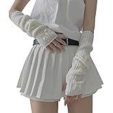 CazDopaM Women's Cute Y2K Arm Warmers Kawaii Knitted Arm Sleeve Fashion Gothic Punk Style Fingerless Sleeve