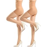 Aaronano 2 Pairs High Waisted Control Top Tights for Women Tummy Control Pantyhose 30D Ultra Soft Sheer Stockings