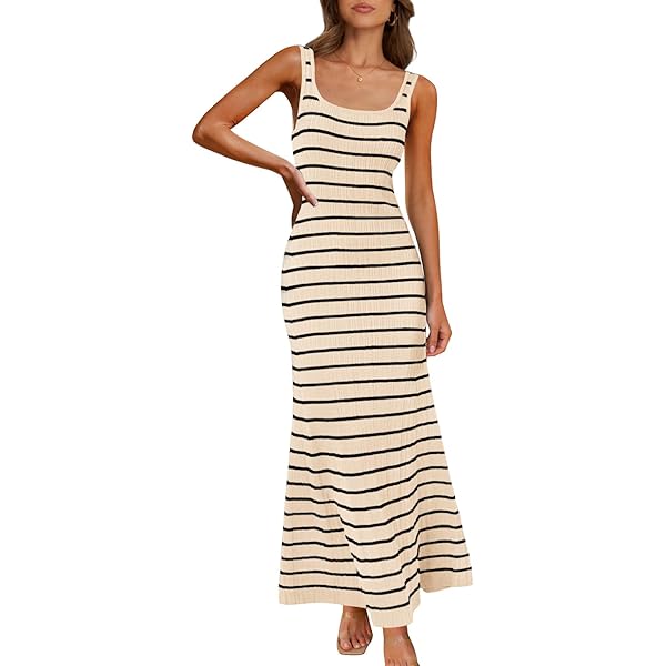 ZESICA Women's Summer Square Neck Bodycon Midi Dresses 2025