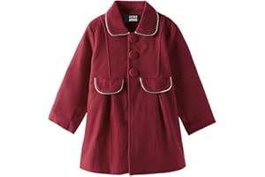 LittleSpring Little Girls Dress Coat Faux Wool Slim-Fit Peacoat