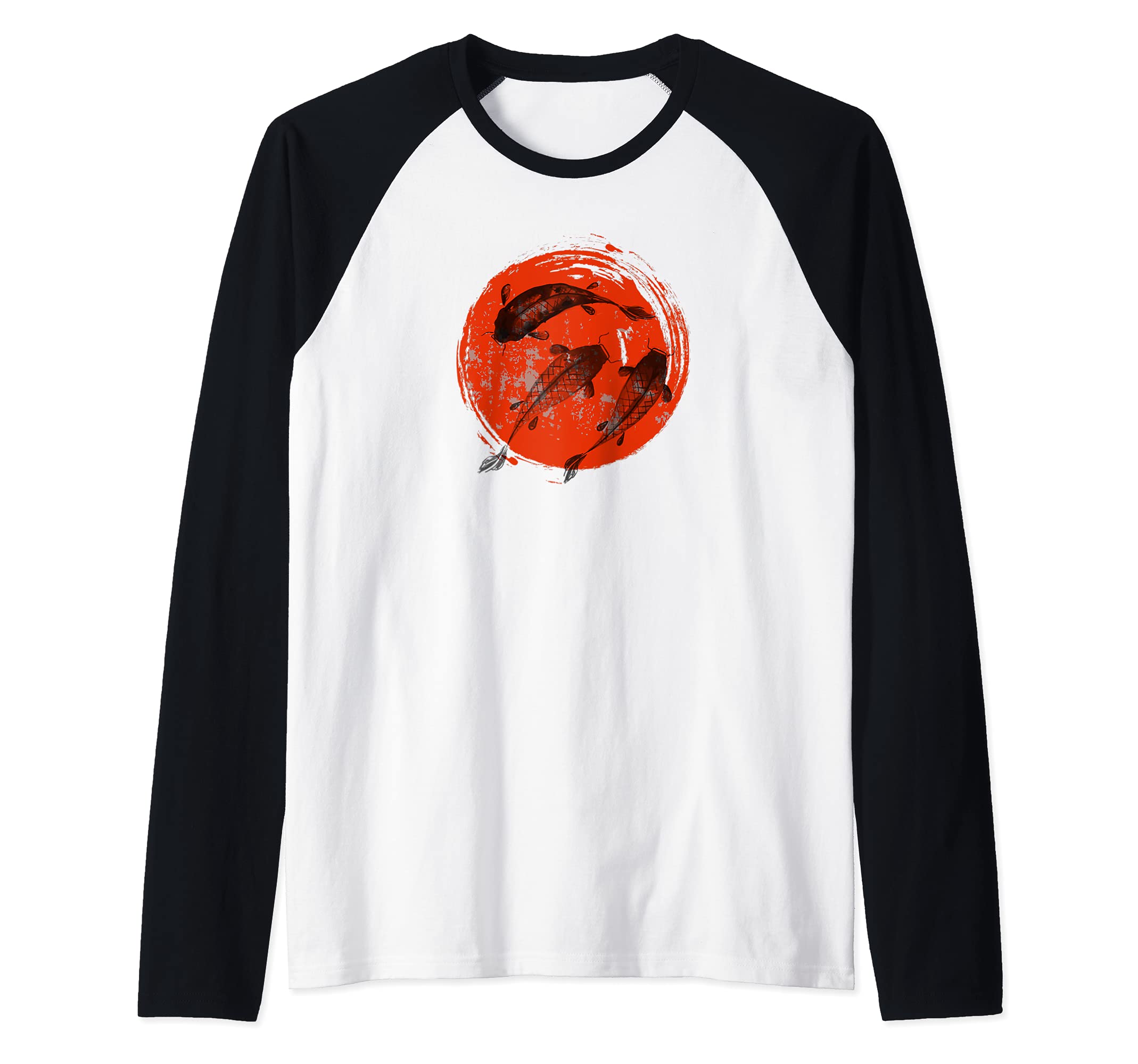Sunset Koi Fish Japanese Koi Carp Japanese Butterfly Fish Raglan Baseball Tee