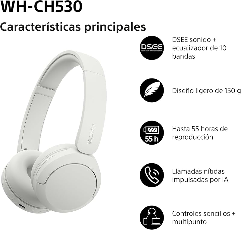 WH-CH530 Auriculares inalambricos Bluetooth - Blanco