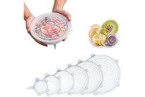 Silicone Stretch Lids,Reusable Durable and Expendable 6 Pack Multi Size Seal Lids,Eco-friendly Stretch Container Keep Food Fr