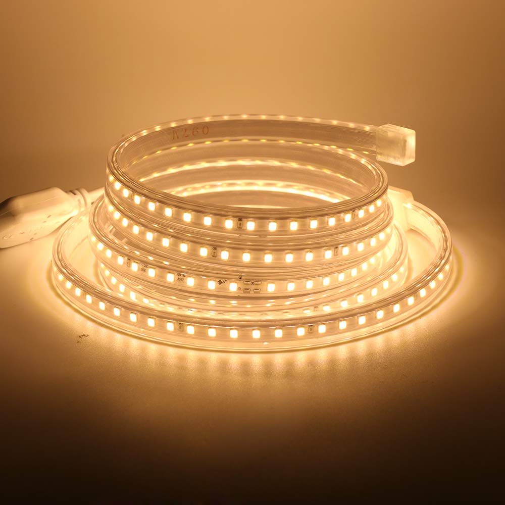 Photo 1 of 110V COB LED Strip Light, 2835 120 LEDs/m s Super Bright IP65 Waterproof Flexible & Cuttable COB Strip Lights for DIY TV Backlight Bedroom Kitchen Home Outdoor Decor