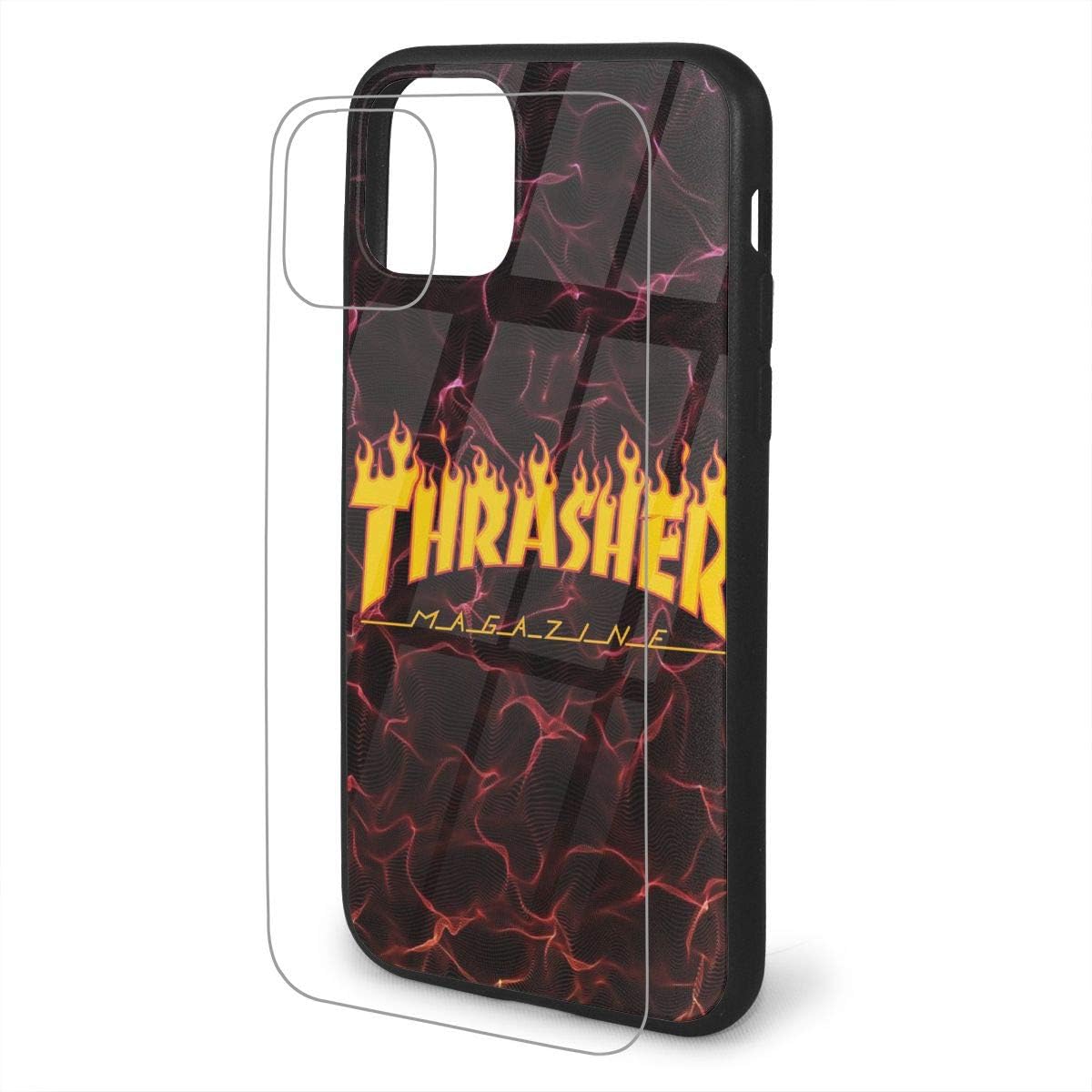 Thra-sher Flame Magazine Logo iPhone 11/iPhone 11 Pro/iPhone 11 Pro Max TPU Glass Phone Case 360 Full Body Slim Coverage Hard Hybrid TPU Bumper Cover Shell, Clear Anti-Scratch Shockproof Cases Cover