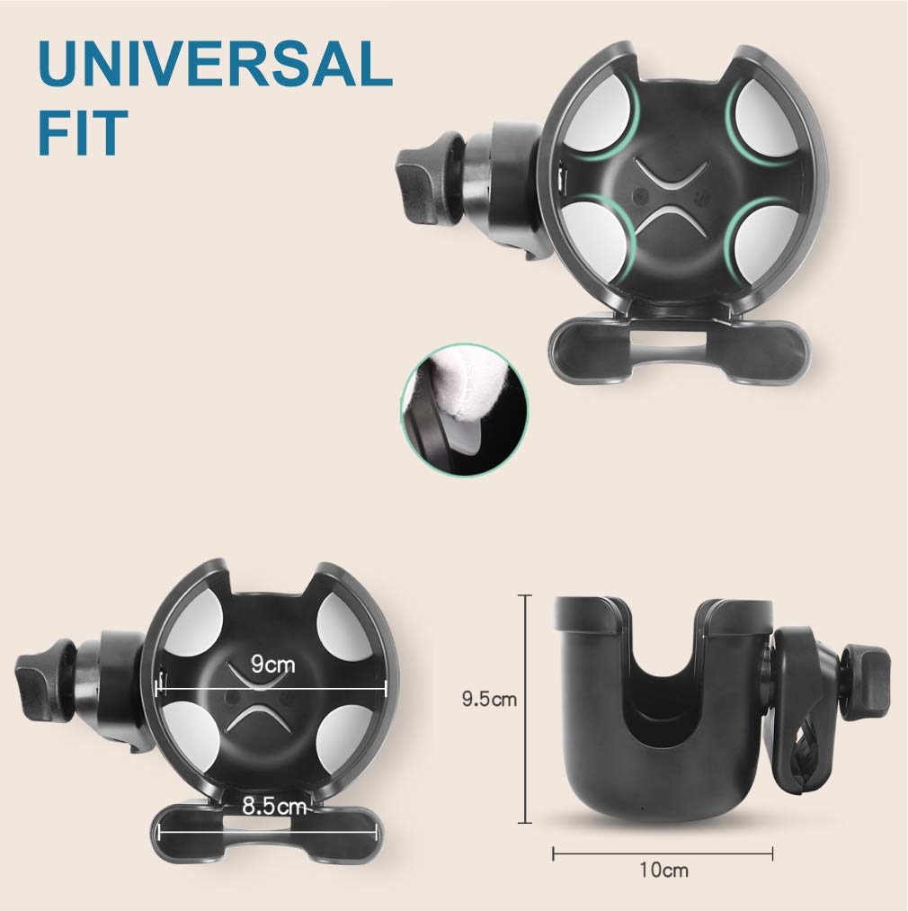 Universal Stroller Cup Holder, Universal Stroller Organizer Baby Bottle Holder - Stroller Accessory, Parent Cup Holder for Stroller/Bike (Phone Holder + 2 Hooks + 2 Toy Straps): Baby