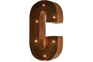 MODERN HOME Rustic Vintage 11" Decorative LED Light Glow Letters - Letter C
