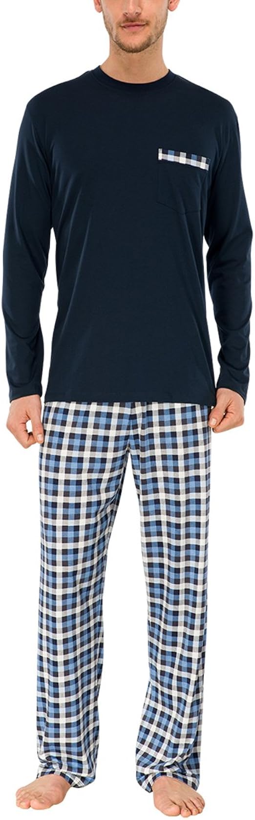 Schiesser Damen Schlafanzug Lange Hose Langarm-Casual Nightwear Set di Pigiama, Grafite_182538, 1 Mese Donna