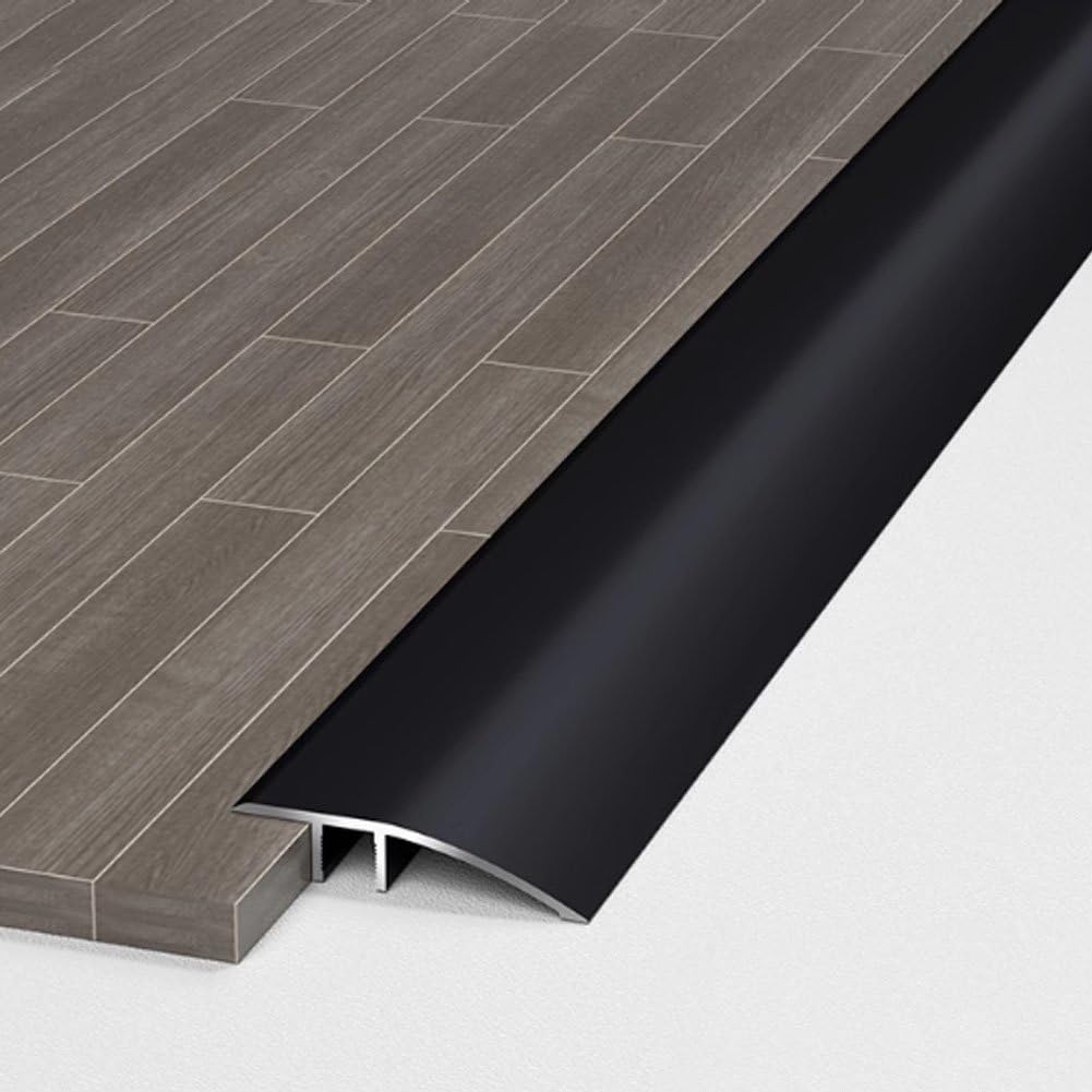 Aluminum Floor Transition Strip Door Bar,Floor Bar for Doorways Threshold Ramp Tile Laminate Planks,Bridge The Height Between 6-12mm(Black,0.9m × 4.3cm)