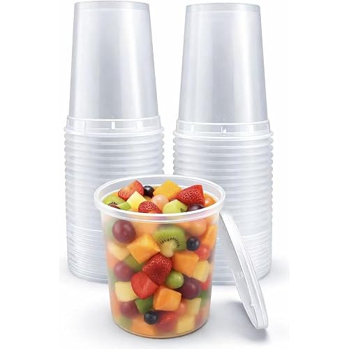 4U'LIFE 32 oz [20-Pack] Heavy Duty Translucent Microwavable Plastic ...