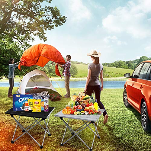 Sfee Folding Camping Table - Portable Ultralight Aluminum Camp Table Lightweight Compact Roll Up Picnic Table for Picnic Outdoor Hiking BBQ Camping Kitchen Fishing Beach with Carry Bag (Silver)