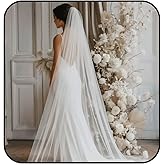Yalice 2 Tier/2T Cathedral Wedding Veils Long 118'' Bridal Veils for Brides Simple Soft Tulle Veil with Comb