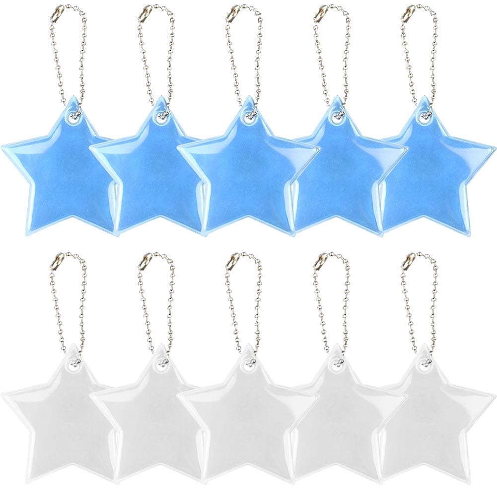 REYOK Safety Reflectors Pendants,Safety Reflectors,Ultra Bright and Stylish Reflective Gear,For Clothing, Rucksacks, Bags, Pushchairs, Wheelchairs and More (10Pcs)