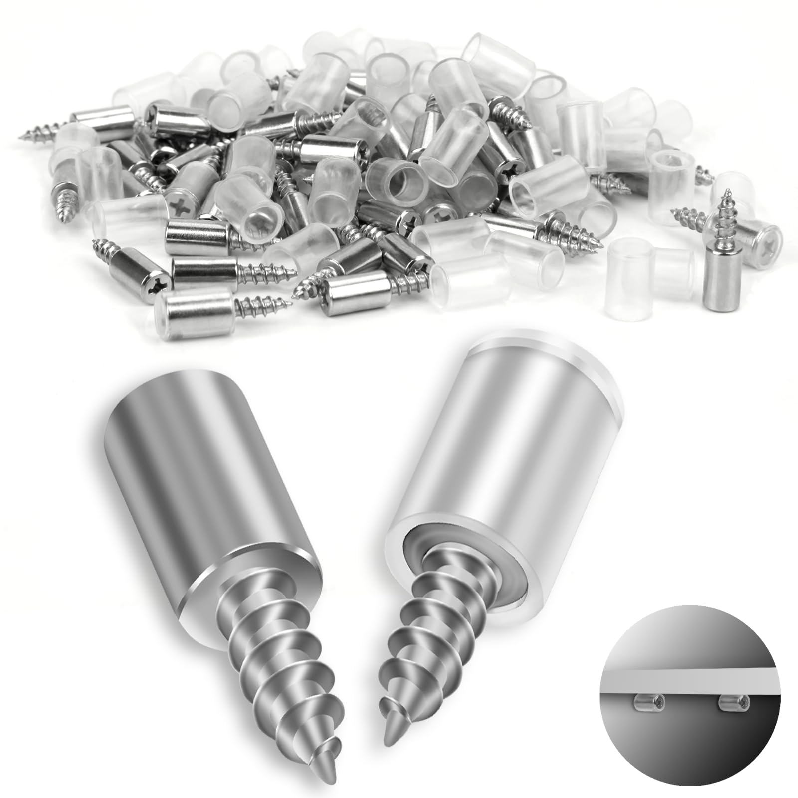 SWTYExt 120pcs Shelf Support Pegs Ø7.5mm Shelf Pins with Non-Slip Sleeve Self-Tapping Screws One-Piece Shelf Pegs Metal Shelves Pins for Kitchen Cabinet Wardrobe Cupboards Furniture