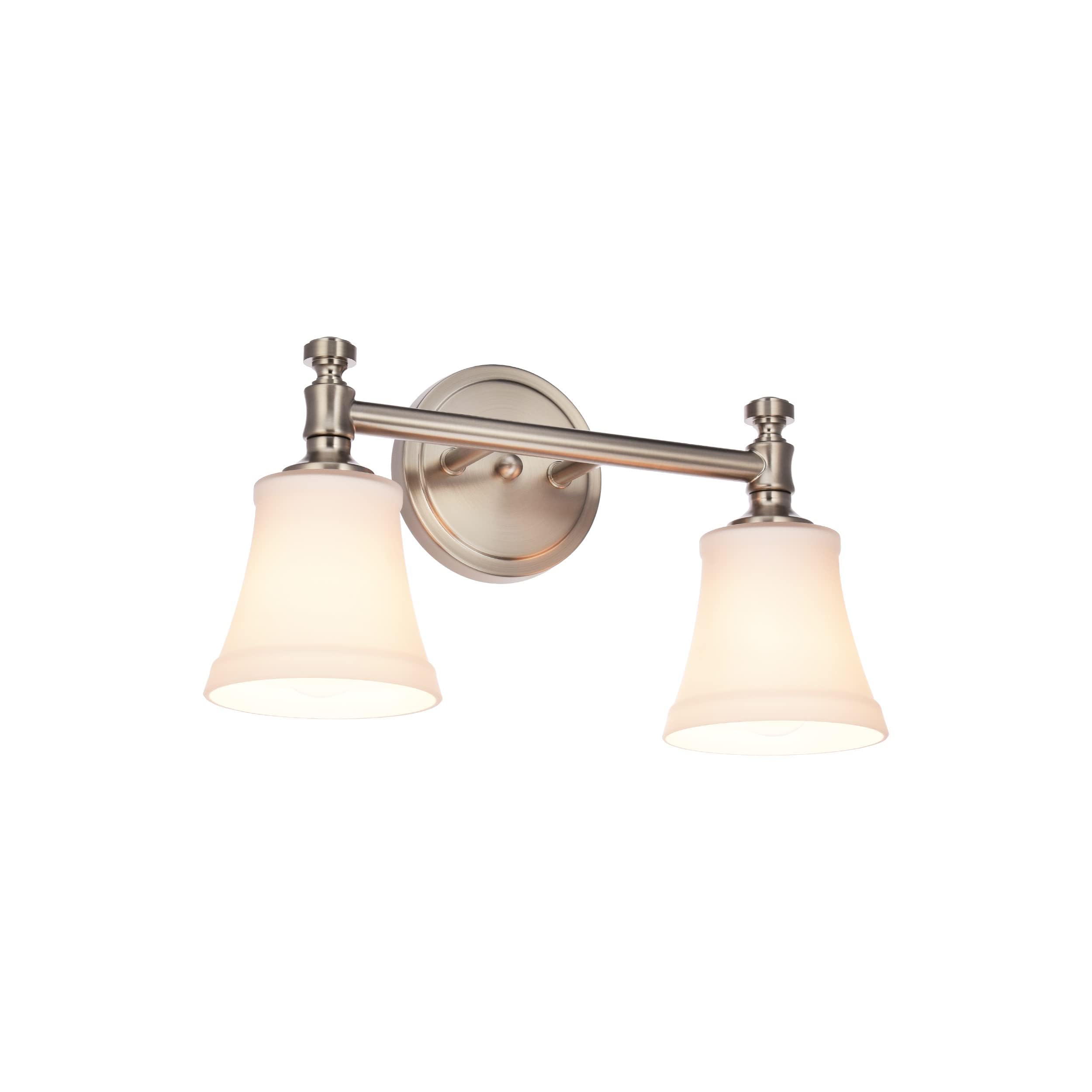 Photo 1 of Hanaloa Bathroom Vanity Light Fixtures, Traditional Brushed Nickel 2 Lights Wall Sconce Lighting