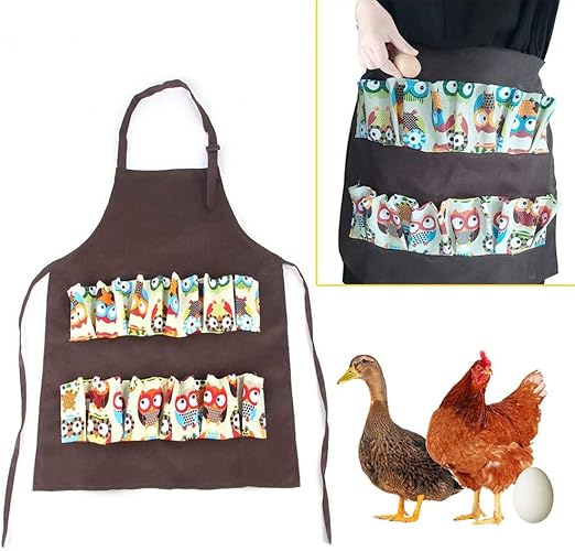 Egg Harvesting Apron with 12 Pockets, Collecting Eggs Holding the Apron