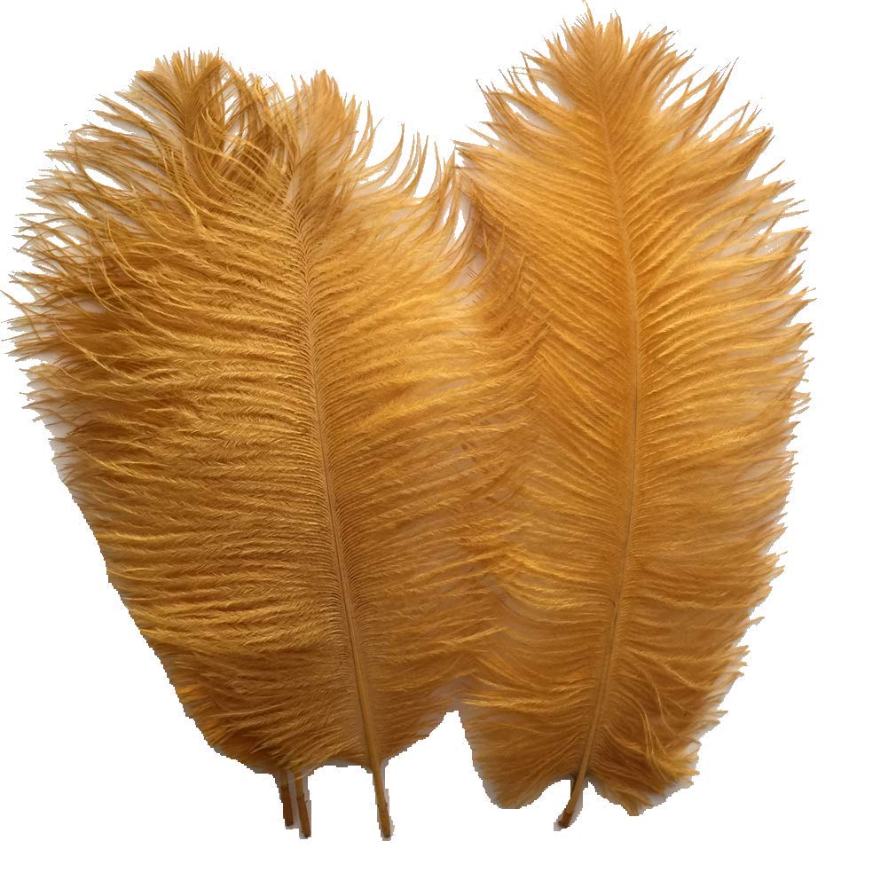 Sowder 20pcs Natural 10-12inch(25-30cm) Ostrich Feathers Plume for Wedding Centerpieces Home Decoration(Golden)