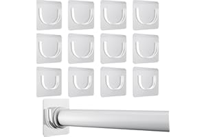 Lsnisni 12 Pack Shower Rod Holder with Strong Adhesive, Shower Curtain Rod Holder No Drilling, Shower Bar Holder,Tension Curtain Rod Bracket