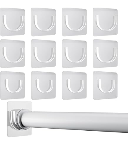 Uxcell 2-Pack Adhesive Shower Rod Holders – No Drilling, Fits Rods Up To 1.61", Clear Plastic