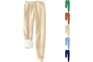 Nantdog Fleece Lined Sweatpants for Women High Waist Thicken Sherpa Athletic Pants Winter Baggy Warm Joggers with Pockets