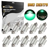 Partsam 10PCS Green 31mm Festoon 12-3528-SMD LED Light Interior Dome Map Reading Lamps Bulbs