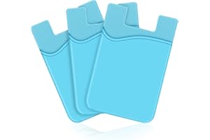 SHANSHUI 3 Pack Phone Wallet, Ultra-Slim Silicone Phone Card Holder Credit Card ID Card Pocket for Android & Most Smartphones - Dark Blue