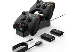 Controller Charger for 360, Dual Controller Charging Station with 2 x 1200mAh Rechargeable Battery Packs compatible with 360,